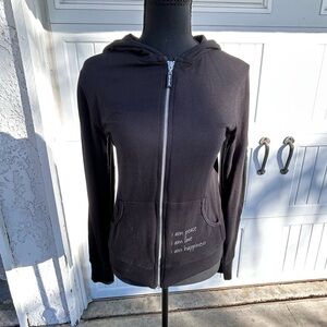 Peace, love world Black Zip-Up Hoodie Jacket